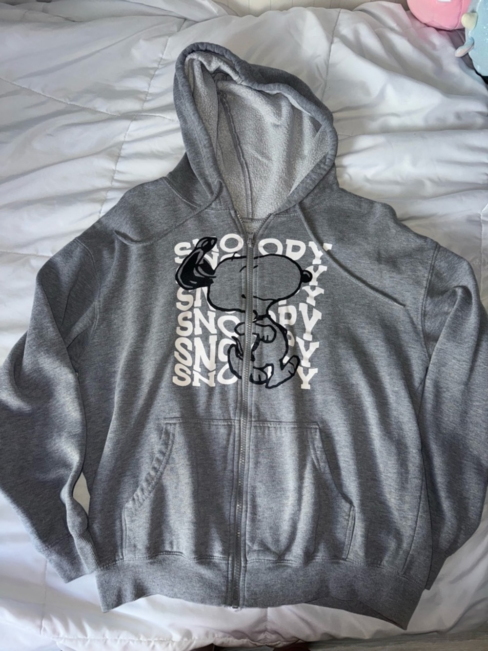 Peanuts Gray Snoopy Zip-Up Hoodie